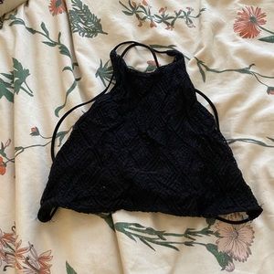 black open back crop top